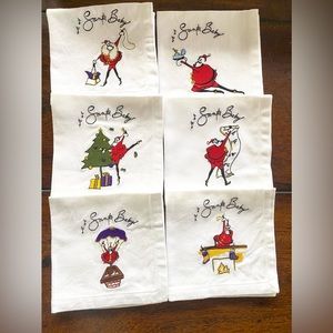 Pottery Barn set of 6 “Santa Baby” Cocktail Napkins